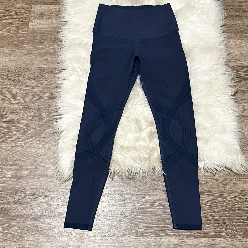 Fanka Womens Body Sculpt 7/8 Leggings Size Small Navy Reversible Wear
